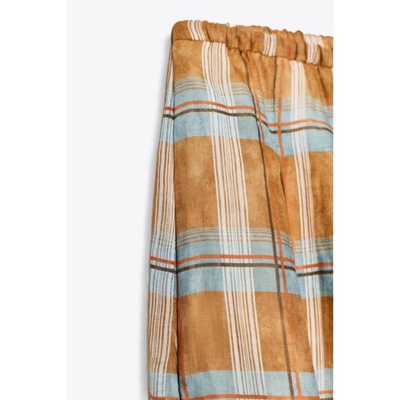 ZARA ZW COLLECTION RAMIE CHECK BALLOON TROUSERS - Picture 4 of 4